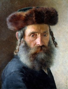 Porträt eines Rabbiners mit Pelzhut von Isidor (1853-1921) Kaufmann