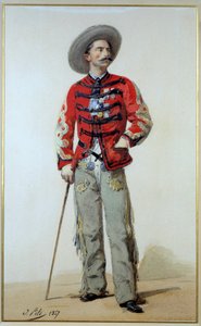 Mexiko-Expedition (1861-1867): Porträt von General Gaston Galliffet (1830-1909) als Guerillero in Mexiko. Aquarell von Isidore Alexandre Augustin Pils (1813-1875) 1867 Paris, Musée de l
