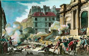 Französische Revolution: Am 13. Jahr IV; General Bonaparte (Napoleon I. Bonaparte) ließ die Kanonen bringen, die Aufständischen wurden auf den Stufen der Kirche Saint Roch in Paris am 4. Oktober beschossen