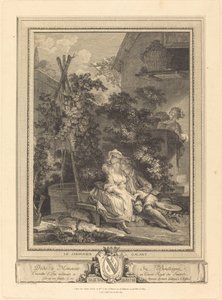 Der galante Gärtner von Isidore Stanislas Helman after Pierre Antoine Baudouin