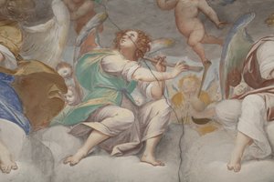 Engel, musizierende Engel und Putten, Detail des Paradieses mit ewigem Vater (Detail)