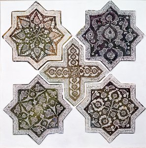 Fünf Fliesen, Kashan, Iran von Islamic School