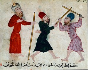 Islamische Kunst: Zeichnung auf Pergament aus der Fatimidenzeit - Stockspiel von Islamic School