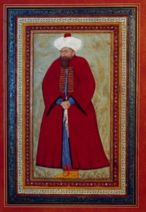 Islamische Kunst: Porträt des osmanischen Sultans Mehmet I. Miniatur um 1550 von Islamic School