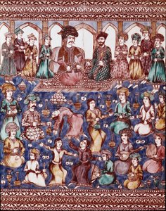 Islamische Kunst: Musiker und Tänzer am Hof von Nasser-al-Din von Islamic School