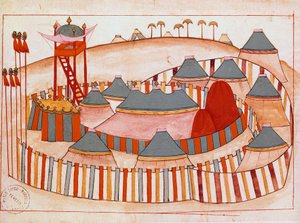 Militärlager der Türken. Gouache auf Papier der islamischen Schule (Ms 1671) 16. Jahrhundert Venedig, Museum Correr von Islamic School