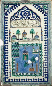 Orientalische Kunst: Keramikfliesen schmücken Gebäude mit dem Halbmond, dem Emblem des Islam. 19. Jahrhundert Paris, Louvre Museum von Islamic School