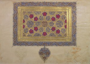Seite aus einem Koran-Manuskript, illuminiert von Mohammad ebn Aibak, Il-Khanid-Periode, frühes 14. Jahrhundert von Islamic School
