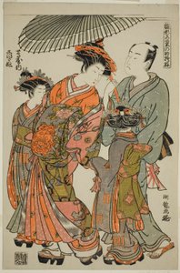Shioginu von der Tsutaya, aus der Serie "Modelle für Mode: Neue Designs so frisch wie junge Blätter (Hinagata wakana no hatsu moyo)"