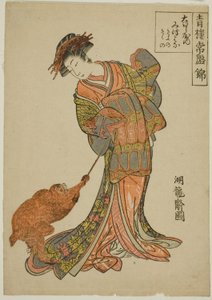 Die Kurtisane Mitsuhana von Ohishiya, aus der Serie "Immergrüne Brokate der Vergnügungsviertel" von Isoda Koryusai