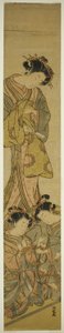 Die Kurtisane Segawa von Matsubaya beobachtet ihre Dienerinnen beim Fadenspiel von Isoda Koryusai