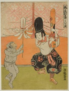 Der Köcher des Affen (Utsubo-zaru), aus der Serie "Beliebte Kyogen-Stücke (Furyu kyogen asobi)" von Isoda Koryusai