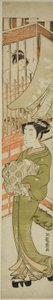 Junge Frau, die aus einem Badehaus kommt von Isoda Koryusai