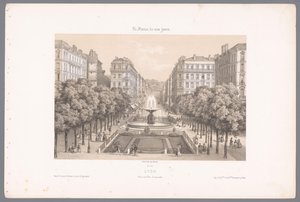 Blick auf den Place und die Rue Impériale in Lyon von Isodore Laurent Deroy