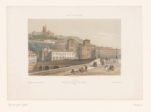 Blick auf die Pont Tilsitt und die Kathedrale Saint-Jean in Lyon von Isodore Laurent Deroy