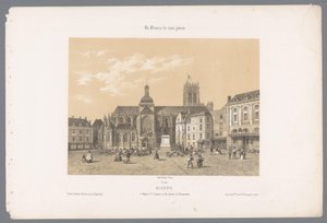 Ansicht der Kirche Saint-Jacques und der Statue von Duquesne in Dieppe
