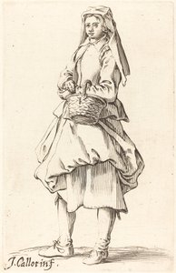 Bäuerin mit Korb, nach links gewandt von Israel Henriet after Jacques Callot