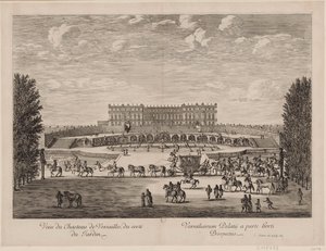 Blick auf den Palast von Versailles vom Garten aus
