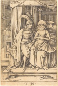 Sitzendes Paar auf einem Bett, ca. 1495-1503 von Israhel van Meckenem