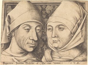 Doppelporträt von Israhel van Meckenem und seiner Frau Ida, ca. 1490 von Israhel van Meckenem