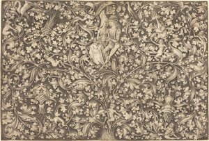 Ornamenttafel mit zwei Liebenden von Israhel van Meckenem