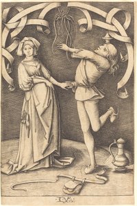 Der Jongleur und die Frau, ca. 1495-1503 von Israhel van Meckenem