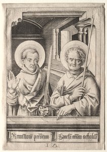 Die zwölf Apostel: Heiliger Simon (?) und Heiliger Matthäus von Israhel van Meckenem