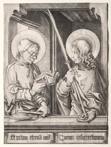 Die zwölf Apostel an gotischen Fenstern: St. Matthias und St. Judas Thaddäus von Israhel van Meckenem
