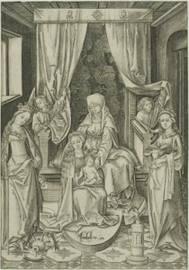 Die Madonna mit St. Anna, St. Katharina und St. Barbara von Israhel van Meckenem the younger