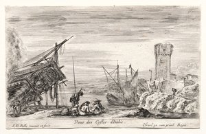 Ansichten von Seehäfen: Blick auf die italienische Küste von Israël Henriet