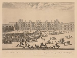 Vue de la Cour du Cheval-Blanc de Fontainebleau, 1667 von Israël Silvestre