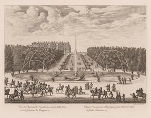 Ansicht des Schlosses von Versailles, von der Seite der Allee und des Drachenbrunnens von Israël Silvestre