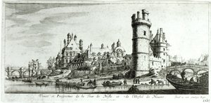 Perspektivische Ansicht des Tour de Nesle und des Hotel de Nevers