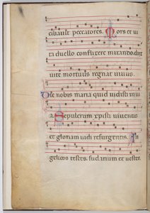 Blatt 6 aus einem Antiphonar-Fragment (verso) von Italian 13th Century