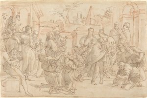 Joseph und seine Brüder in Ägypten [verso] von Italian 17th Century