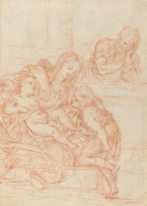 Madonna mit Kind und den Heiligen Johannes und Josef (recto) von Italian 17th Century
