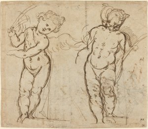 Zwei stehende Putti [recto]