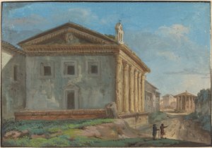 Tempio della Fortuna Virile mit dem Tempio di Vesta in der Ferne