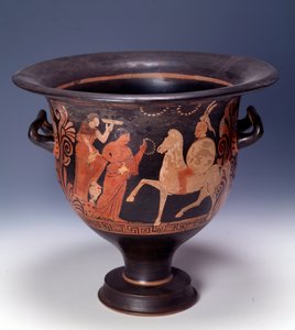 Krater aus Cumae, der eine Opferszene darstellt (Terrakotta, 320-310 v. Chr.) von Italian Peninsula