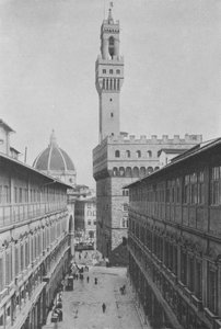 Florenz, Galleria degli Uffizi und Palazzo Vecchio von Italian Photographer