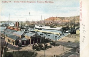 Ponte Federico Guglielmo und Fährterminal, Genua von Italian Photographer