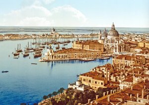Santa Maria della Salute vom Campanile-Turm auf dem Markusplatz, Venedig, veröffentlicht um 1900 von Italian Photographer