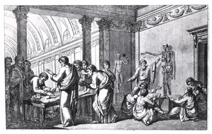 Eine Schule der Anatomie in der Antike, aus Tabulae Anatomicae von Pietro Berrettini da Cortona (1596-1669) veröffentlicht in Rom, 1778
