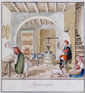 Ein rustikales Interieur in Cagliari, Druck ms. 258, Luzzetti-Sammlung