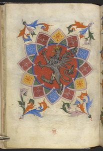 Add. 21965, f.5v Heraldische Figur: Ein Greif, Statut der Schneidergilde, aus 