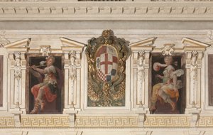 Allegorische Figuren und Wappen der Familie Marino von Italian School