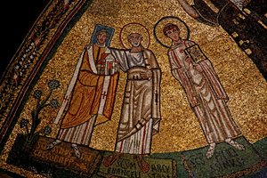 Apsis mit Heiligen und Papst Gregor IV (Mosaik)