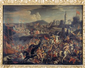 Angriff der Sarazenen auf die Insel Malta, verteidigt von den Johannitern 1565 von Italian School