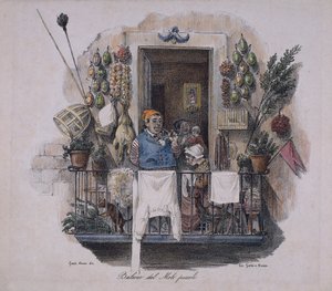 Balkon am kleinen Pier in Neapel, Italien, 19. Jahrhundert von Italian School