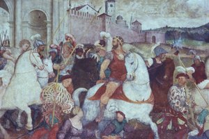 Schlachtenszene vor den Stadtmauern, ca. 1460er